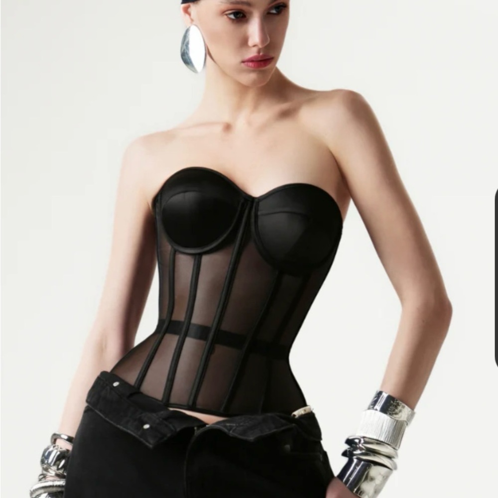 Black Strapless Corset Top